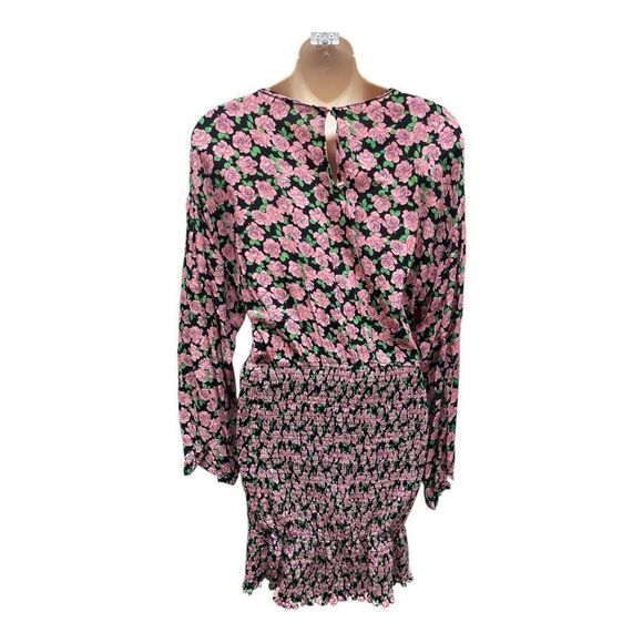 Zara Blogger Fave Spring Summer Rose Print Floral Pattern Ruched Mini Dress Sz L - Picture 5 of 6